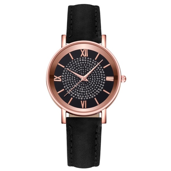 **CARLOTTA* Black x Gold Fashion Quartz Watch - Picture 1 of 2